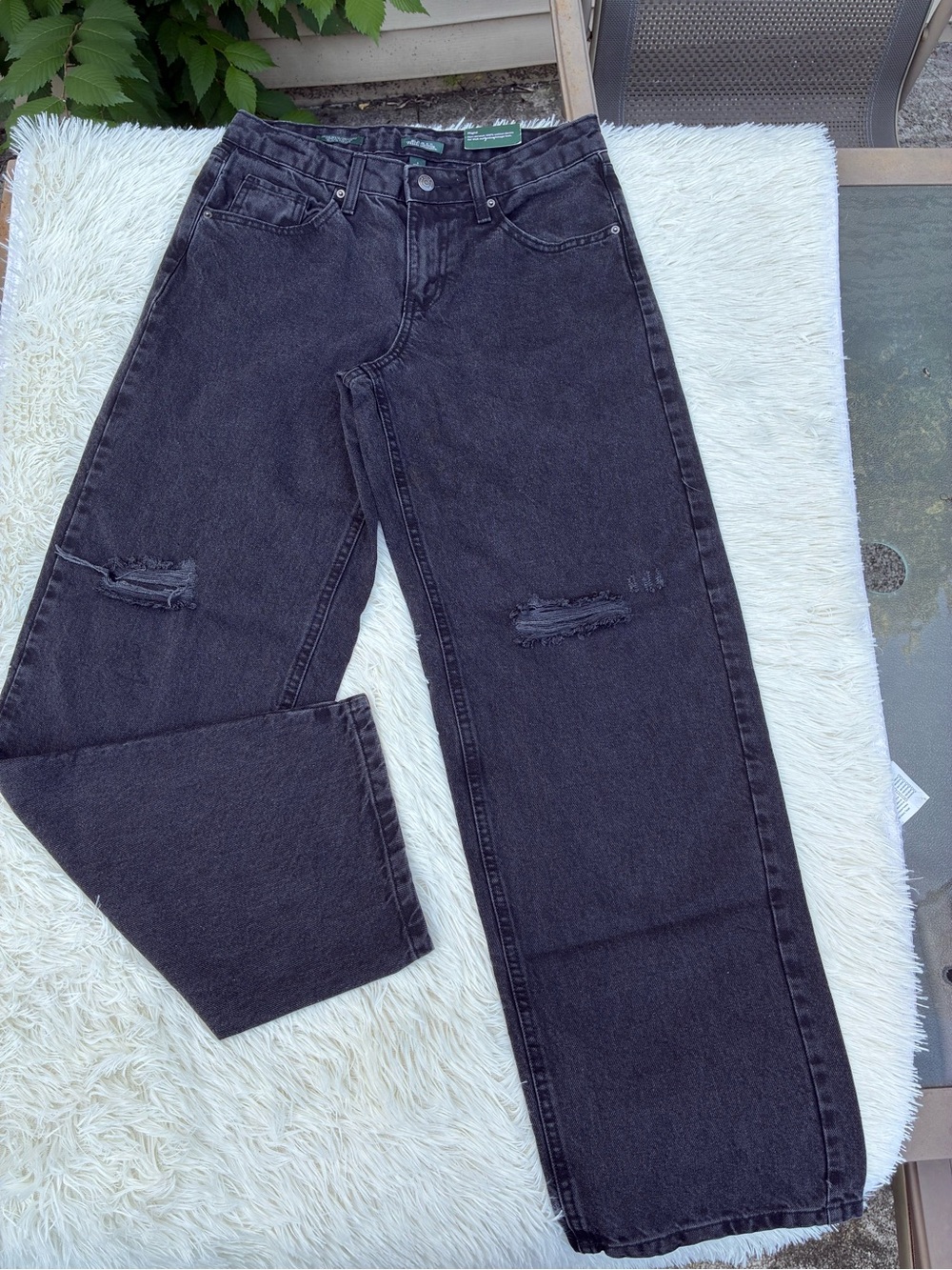 wild fable Black Straight-Leg Distressed Jeans #2/31 Iseam,rigid Mid Rise Relaxe